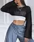 buzo crop tejido oxford (solo en negro) - comprar online