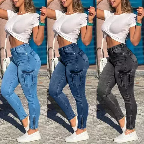Calça jeans de cintura alta feminina - comprar online