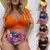 Biquini de praia estampado feminino de cintura alta na internet