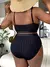 Maiô de biquíni monocromático plus size modelo europeu