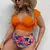 Biquini de praia estampado feminino de cintura alta