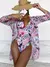 Maiô estampado tropical com decote em V na internet
