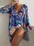 Maiô estampado tropical com decote em V - loja online