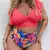 Biquini de praia estampado feminino de cintura alta - comprar online