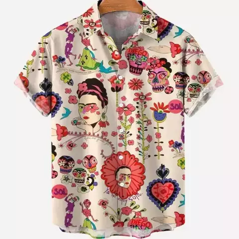Camisa havaiana manga curta moda praia - comprar online