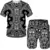 Conjunto 2 peças - camiseta e shorts masculino estampados em 3D