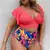 Biquini de praia estampado feminino de cintura alta na internet