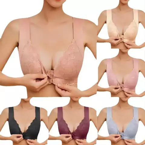 Sutiã push-up de costura de renda para mulheres frontal