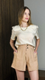 Blusa estilo Cropped em Alfaiataria - Bege