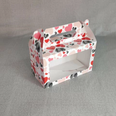 CAJA VALIJA CON VISOR MOTIVO CORAZONES 24X12X14 - Papelera Maru