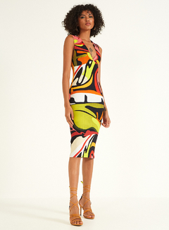 VESTIDO CANELADO ESTAMPADO TRITON - Sapelli Store