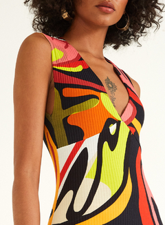 VESTIDO CANELADO ESTAMPADO TRITON na internet