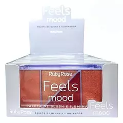 PALETA DE BLUSH E ILUMINADOR FEELS MOOD C/12 - RUBY ROSE (HB-7529-2-G2)