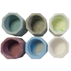 Kit 6 Mini Vasinhos de Concreto Rustico Colorido para Velas e Suculentas - comprar online