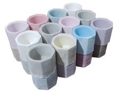 Mini Vasinhos de Concreto Rustico Colorido para Velas e Suculentas Caixa com 24 unidades