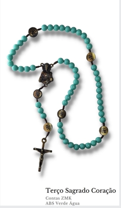 TERÇO SAGRADO CORAÇÃO ABS VERDE ÁGUA AR6505 OVZ