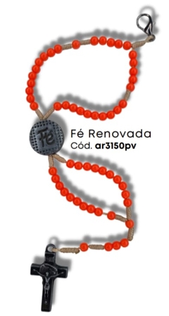 TERÇO PULSEIRA FÉ RENOVADA ABS LARANJA AR3150 PV