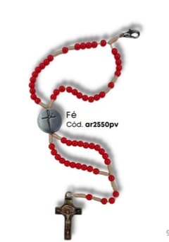 TERÇO PULSEIRA FÉ ABS VERMELHO AR2550 PV