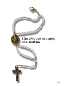 TERÇO PULSEIRA SÃO MIGUEL ARCANJO ABS BRANCO AR3550 OV