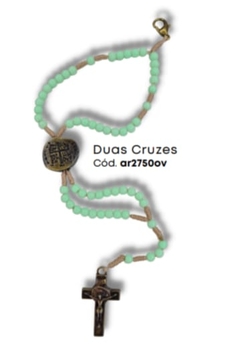 TERÇO PULSEIRA DUAS CRUZES ABS VERDE ÁGUA AR2750 OV