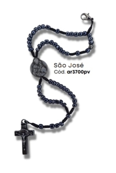 TERÇO PULSEIRA SÃO JOSE ABS HEMAMTITA ASSIMÉTRICA AR3700 PV