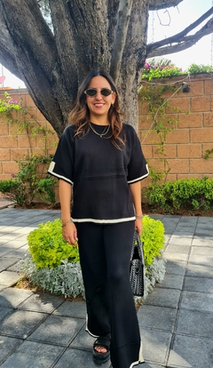 Set tejido delgado linea blanca negro - comprar en línea