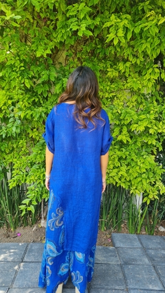 conjunto asimétrico lino boho azul rey - tienda en línea
