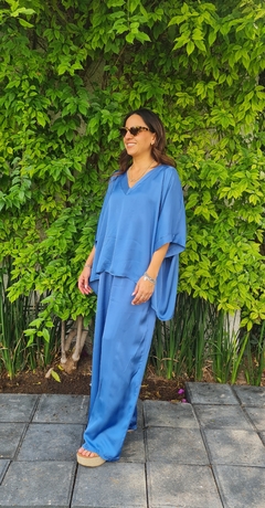 Set seda satinado azul - Pau de Coco