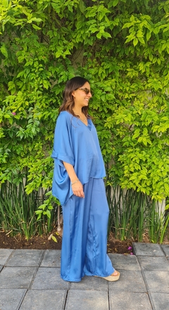 Imagen de Set seda satinado azul