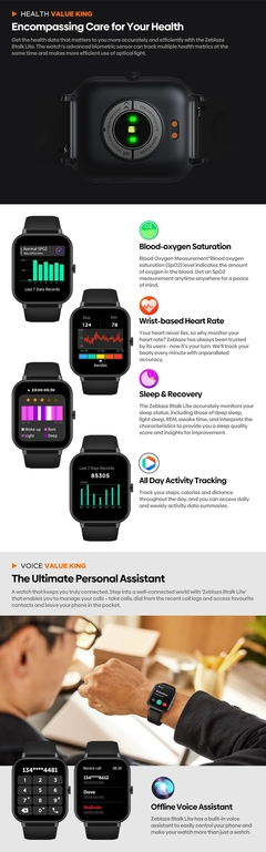 Imagem do Zeblaze-Smartwatch Btalk Lite para homens, chamadas por voz, monitoramento de sa