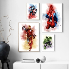 Marvel Filme Avengers Poster Aquarela Da Lona Homem De Ferro Homem Aranha Hulk I - loja online