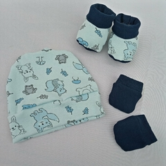 Combo de tela para recién nacido con guantes