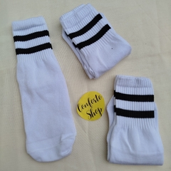 Medias 3/4 blancas con lineas negras - comprar online