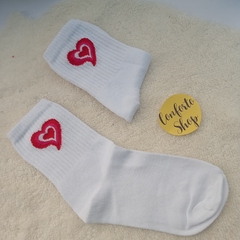 medias 3/4 corazon rojo y rosa - comprar online