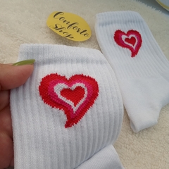 medias 3/4 corazon rojo y rosa - Conforto Shop