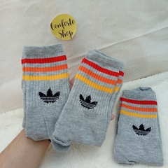 medias 3/4 adidas gris y naranja