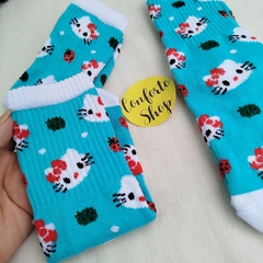 Medias 3/4 Kitty multicaras celeste en internet