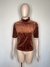 Blusa de Veludo Marrom La Chocolé Canelada - La Dorita Brechó
