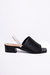 Sandália Mule Salto Baixo Preto e Off White