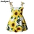 Vestido sem mangas flor verão praia cinta princesa