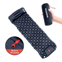 Colchón inflable para acampar al aire libre, almohadilla para dormir con almohadas, alfombrilla de aire ultraligera, bomba de inflado para senderismo