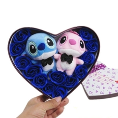 Disney-muñeco de peluche de Lilo Stitch, caja de regalo de ramo de rosas - Carlizh