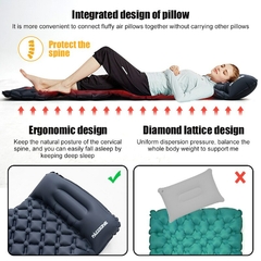 Imagen de Colchón inflable para acampar al aire libre, almohadilla para dormir con almohadas, alfombrilla de aire ultraligera, bomba de inflado para senderismo