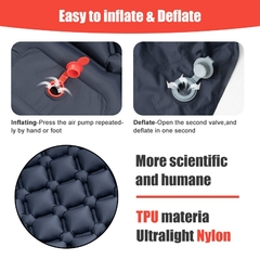 Imagen de Colchón inflable para acampar al aire libre, almohadilla para dormir con almohadas, alfombrilla de aire ultraligera, bomba de inflado para senderismo