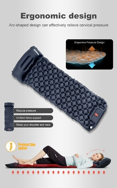 Imagen de Colchón inflable para acampar al aire libre, almohadilla para dormir con almohadas, alfombrilla de aire ultraligera, bomba de inflado para senderismo