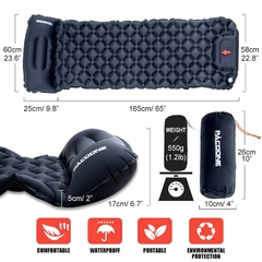 Imagen de Colchón inflable para acampar al aire libre, almohadilla para dormir con almohadas, alfombrilla de aire ultraligera, bomba de inflado para senderismo