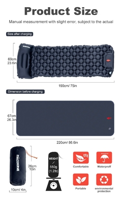 Imagen de Colchón inflable para acampar al aire libre, almohadilla para dormir con almohadas, alfombrilla de aire ultraligera, bomba de inflado para senderismo