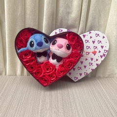 Disney-muñeco de peluche de Lilo Stitch, caja de regalo de ramo de rosas en internet