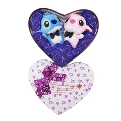 Disney-muñeco de peluche de Lilo Stitch, caja de regalo de ramo de rosas - Carlizh