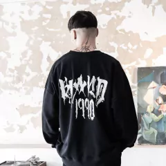 Buzo Hand1990 Negro - Lettering cuello redondo - comprar online